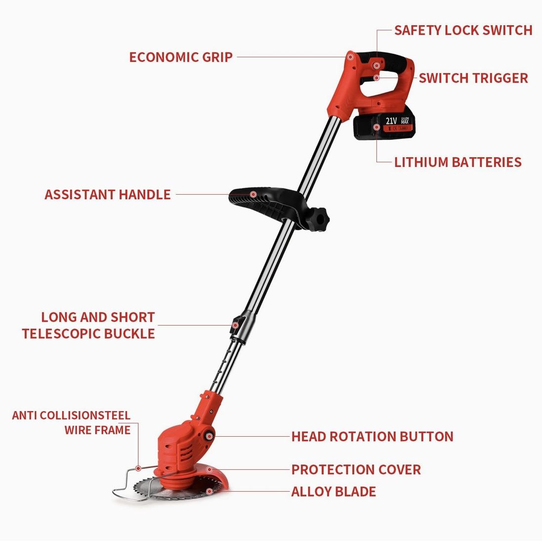 Electric telescopic handheld lawn mower