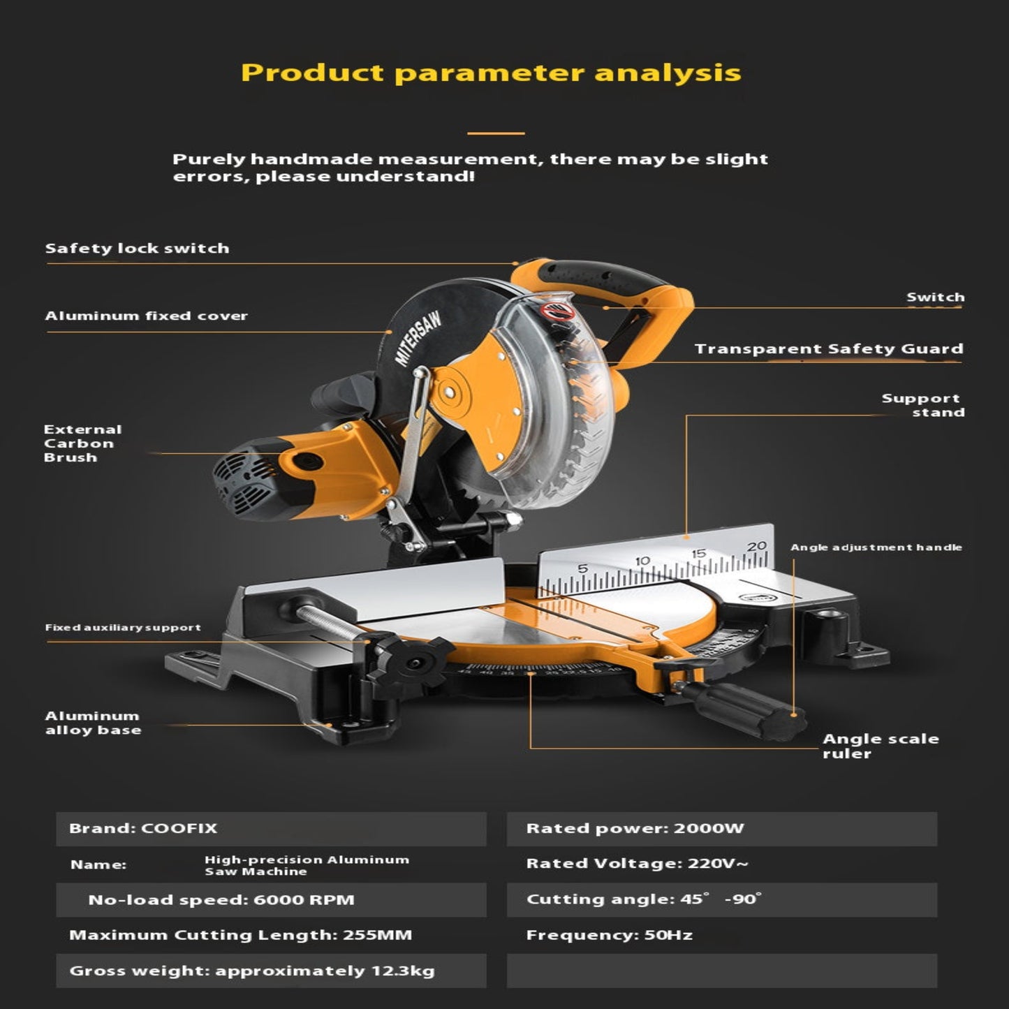10-inch multi-function cutting machine for aluminum and wood