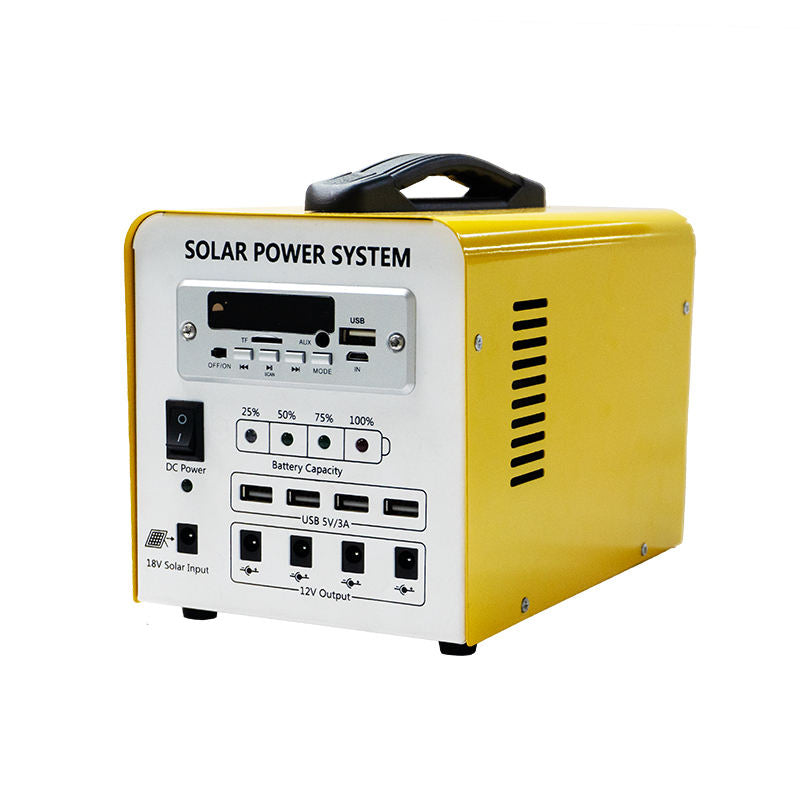 A 300W rechargeable portable power station with solar panels