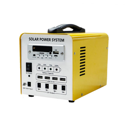A 300W rechargeable portable power station with solar panels