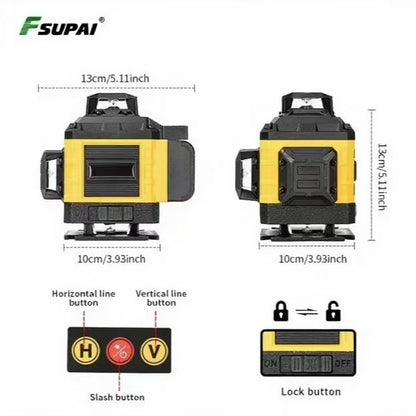New 16-line laser level upgraded battery capacity with digital screen