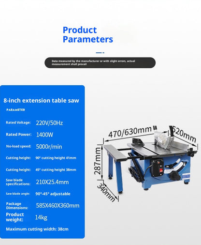 8 inches Multifunctional dust-free table band saw for cutting wood panels