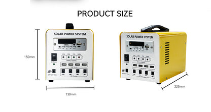 A 300W rechargeable portable power station with solar panels